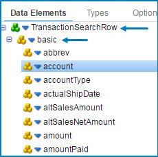 NetSuite fields selected to return in the operation.