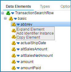 Secondary element drop-down with Expand Element selected.