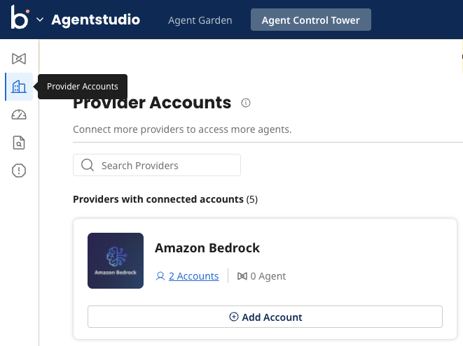 The Provider Accounts page