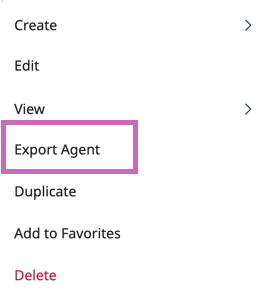 Export agent in menu