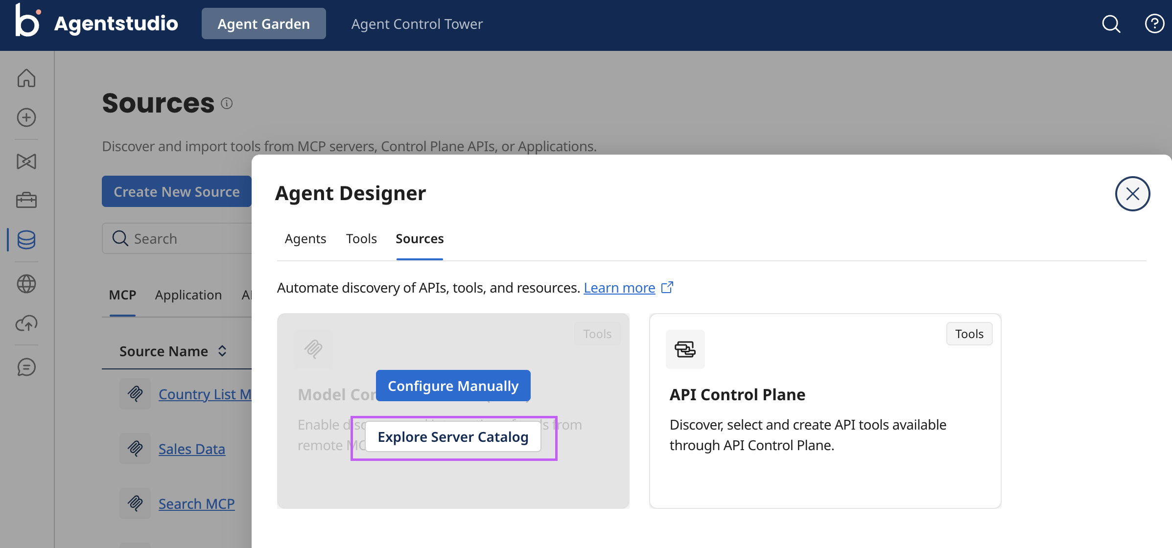 configuring an mcp server using the Server Catalog