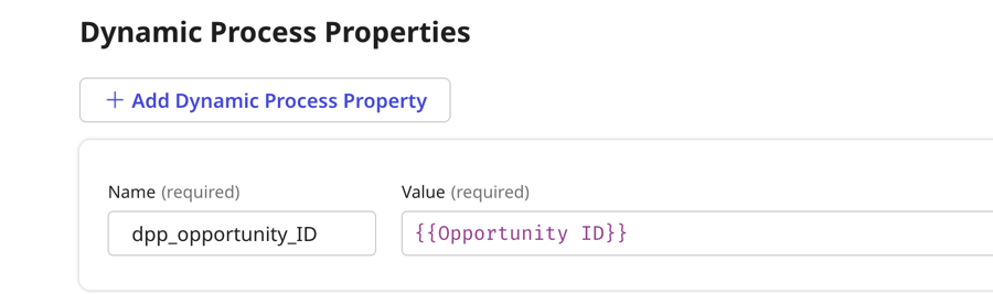 name and value fields showing Opportunity ID in brackets as the value