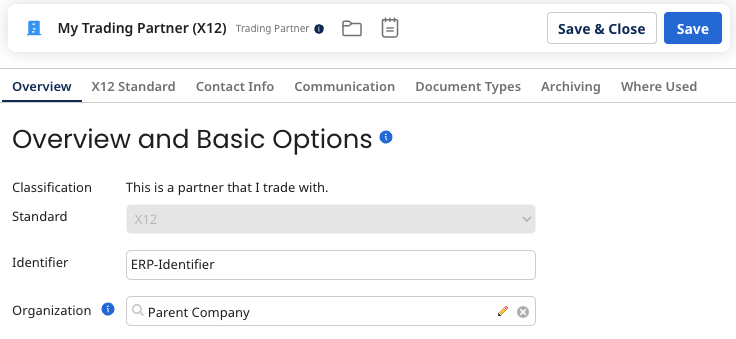 Trading Partner Overview tab.