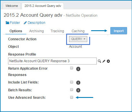 NetSuite connector QUERY action.