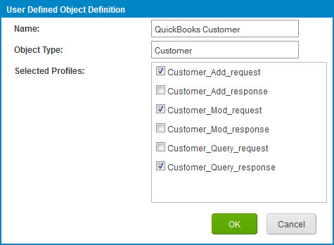 User Defined Object Definition dialog.