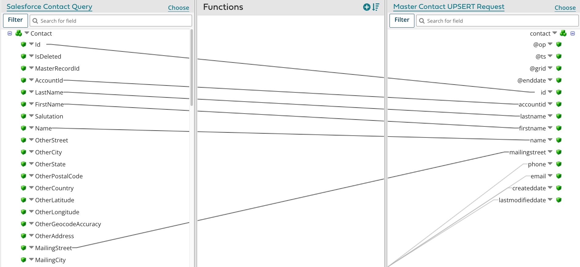 Map in which source record fields are mapped to fields in the master ...