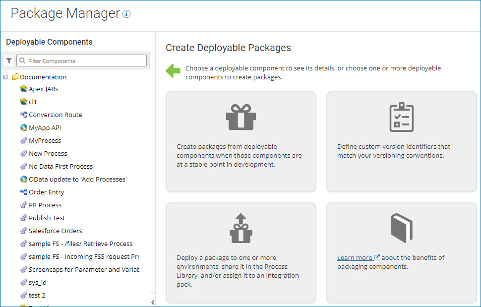 Package Manager landing page.