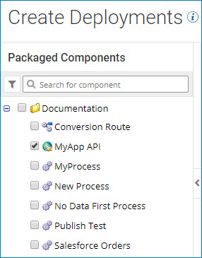 The packages list on the Select Packages page.