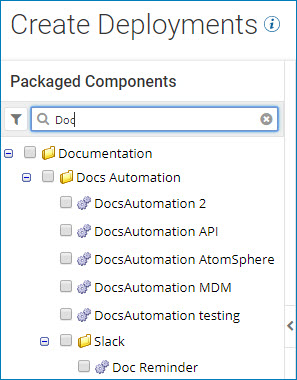 The word 'Doc' is entered in the component list search box of the Select Packages page.