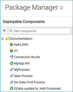 Components list on the Package Manager page.