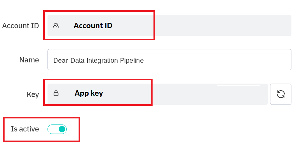 Copy Account ID and App Key