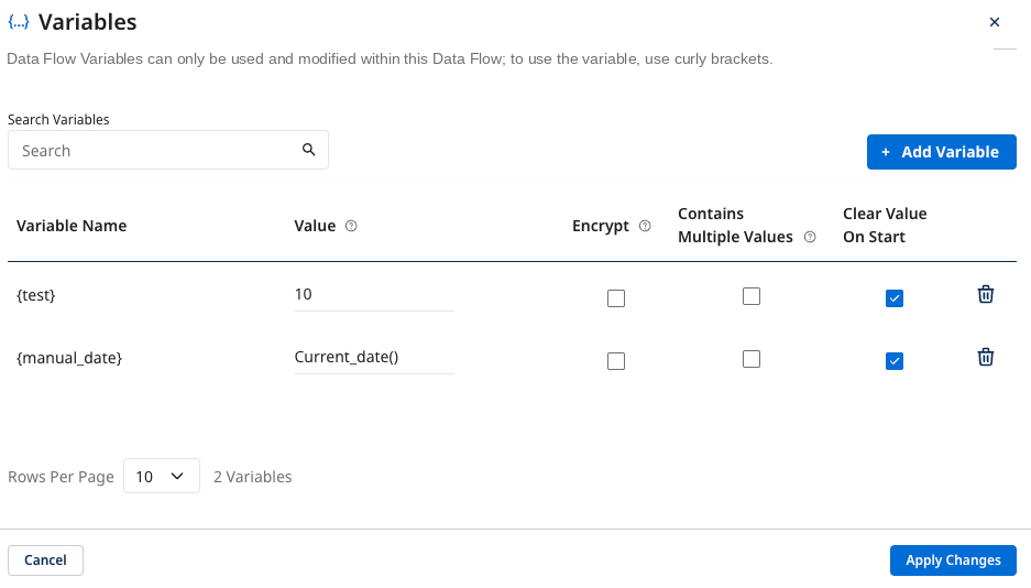 Working with variables