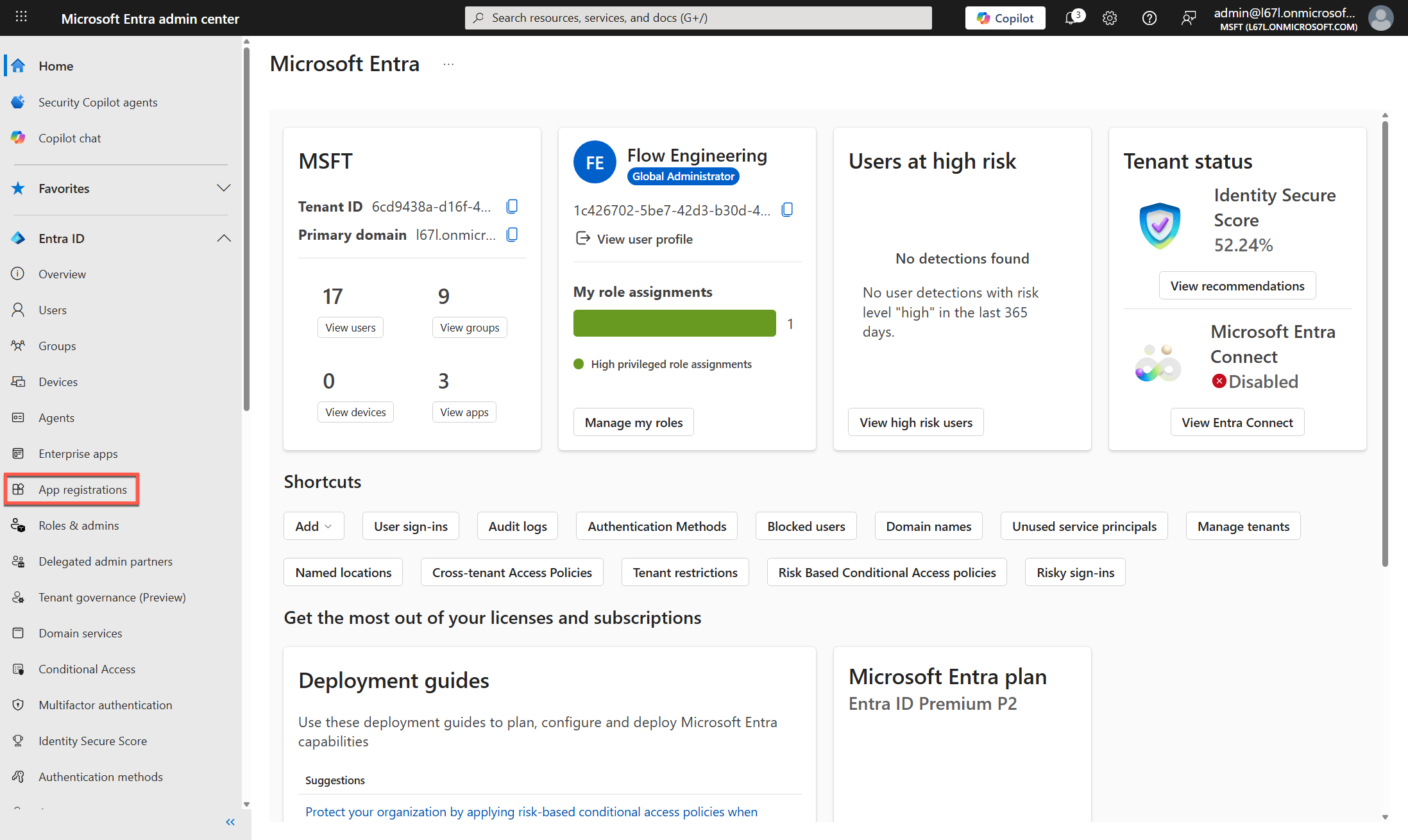 Microsoft Entra Admin Center page