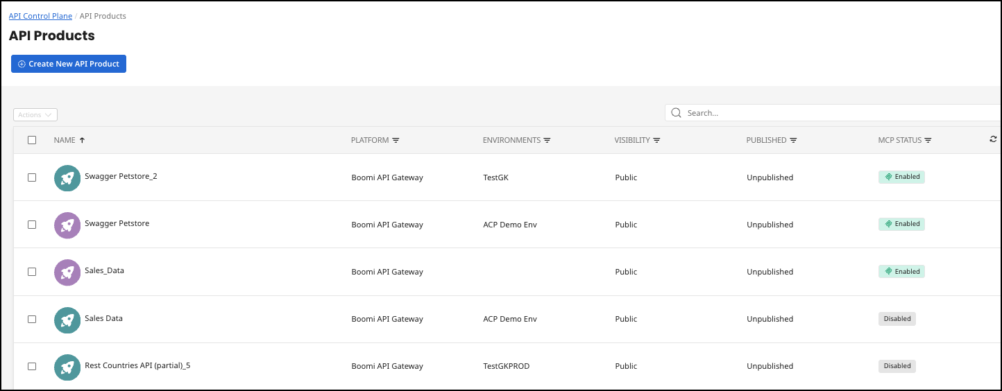 Administration Portal - APIs - API Products