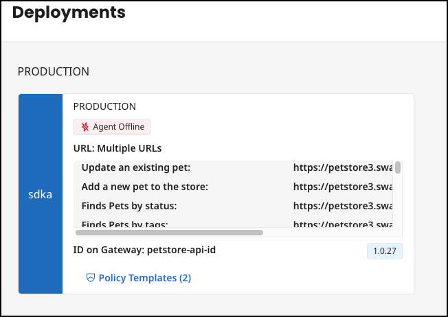 Administration Portal - APIs - Deployments