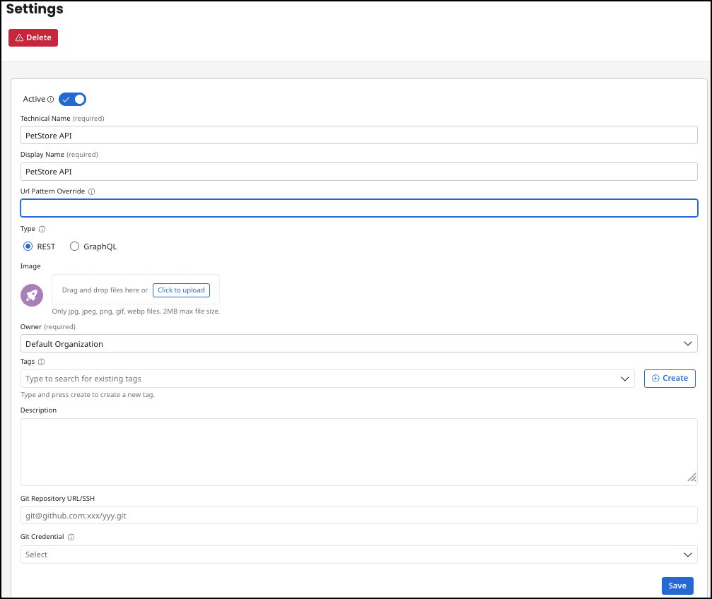 Administration Portal - APIs - Settings