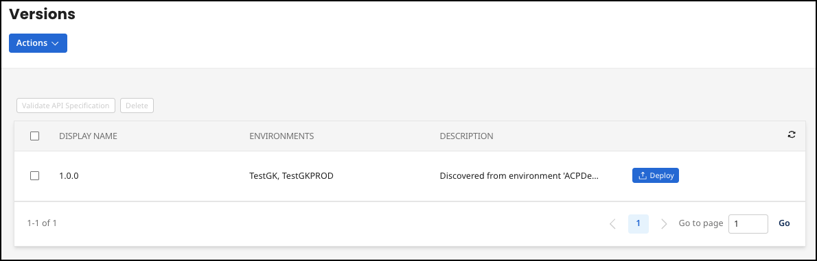 Administration Portal - APIs - Versions
