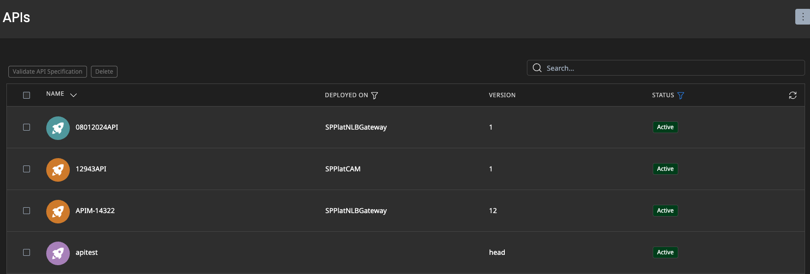 Administration Portal - API List