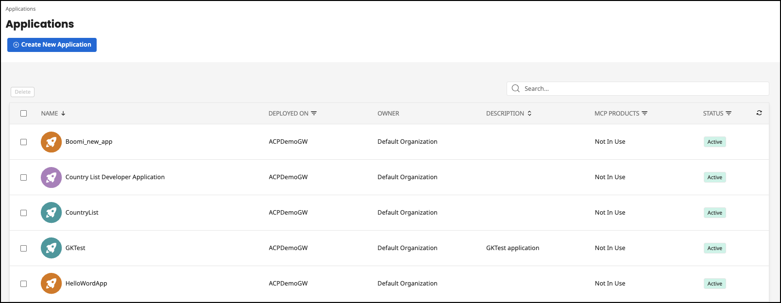 Administration Portal - Applications