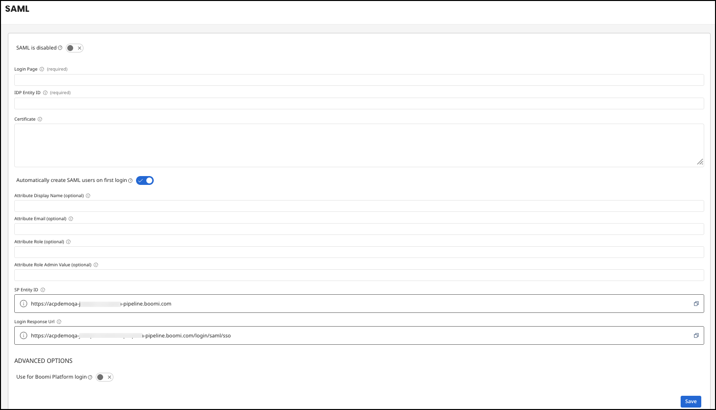 Administration Portal - Configuration - SAML