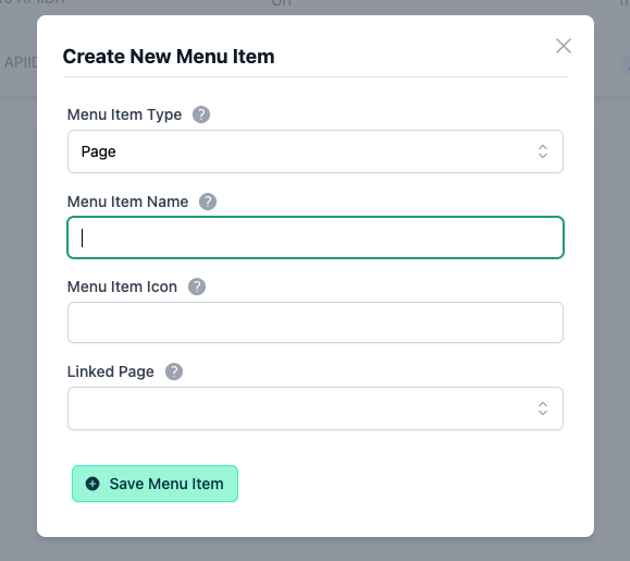 CMS - Admin portal - Page menu