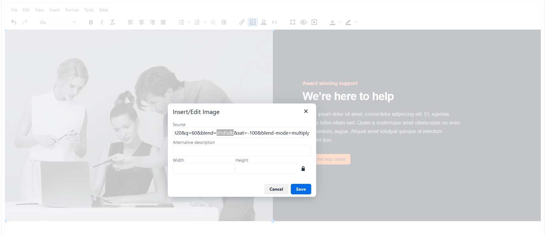 CMS - Dev Portal - Insert or edit images