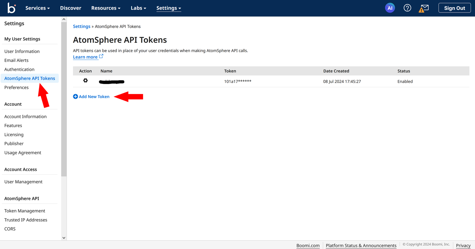 How to - AtomSphere API Tokens