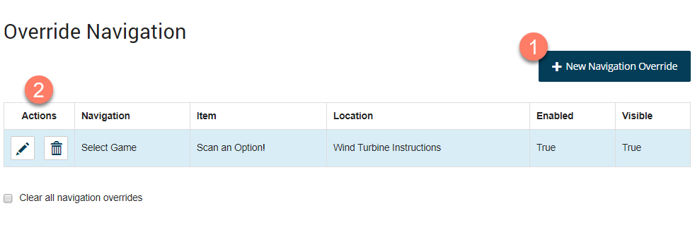 Override Navigation section