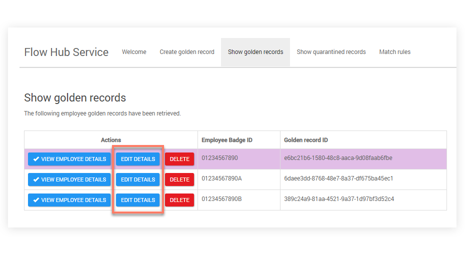 Update golden record web page