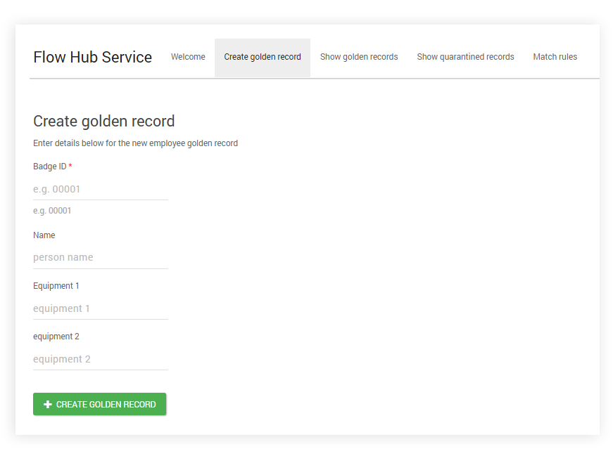 Create golden record user input
