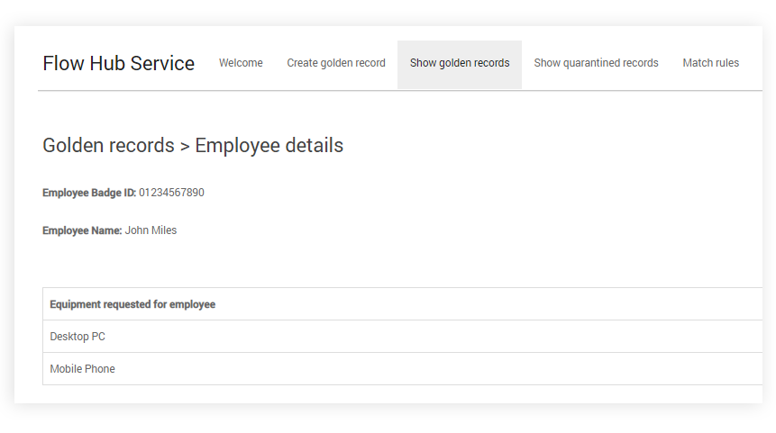 Show golden records in a table