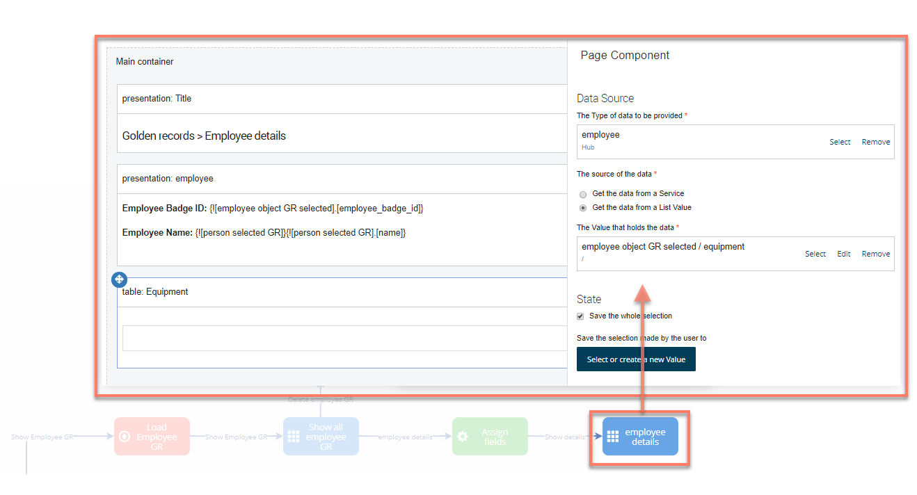 load details into a table