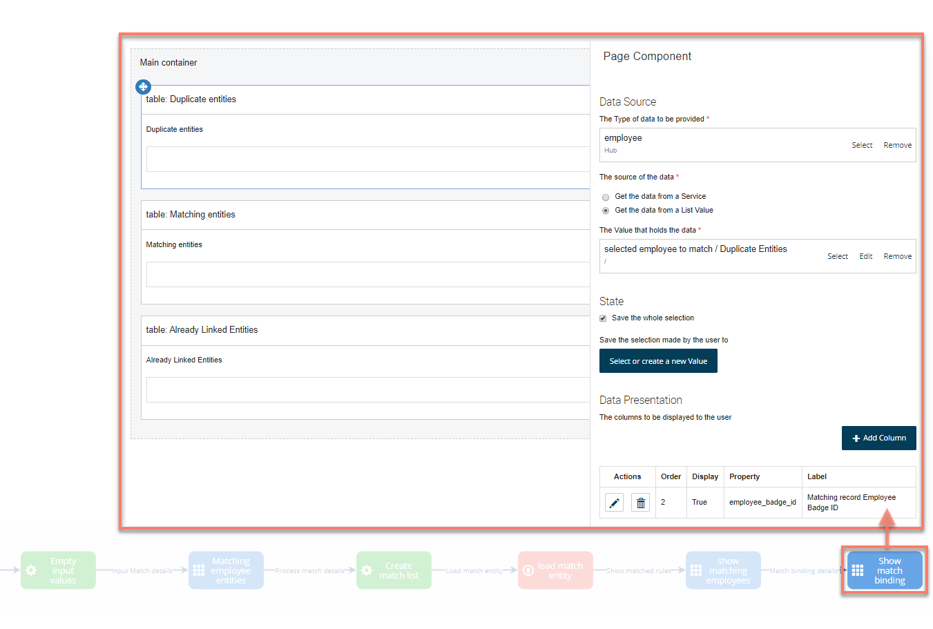 Show matching bindings