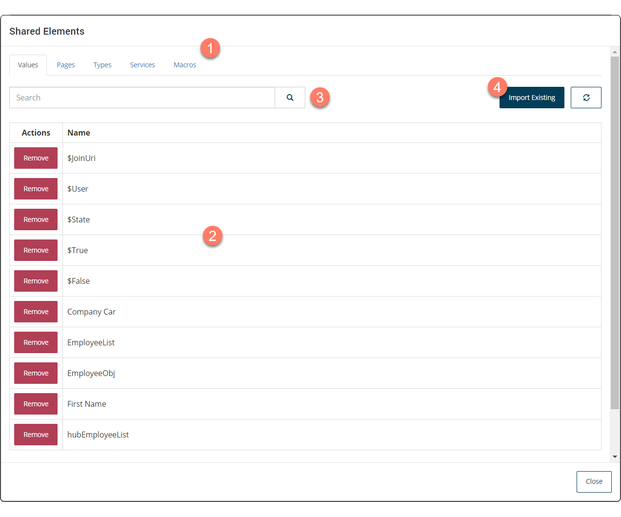 Shared Elements form