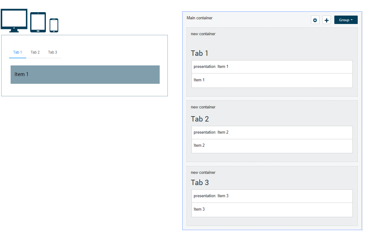 Tab container layout