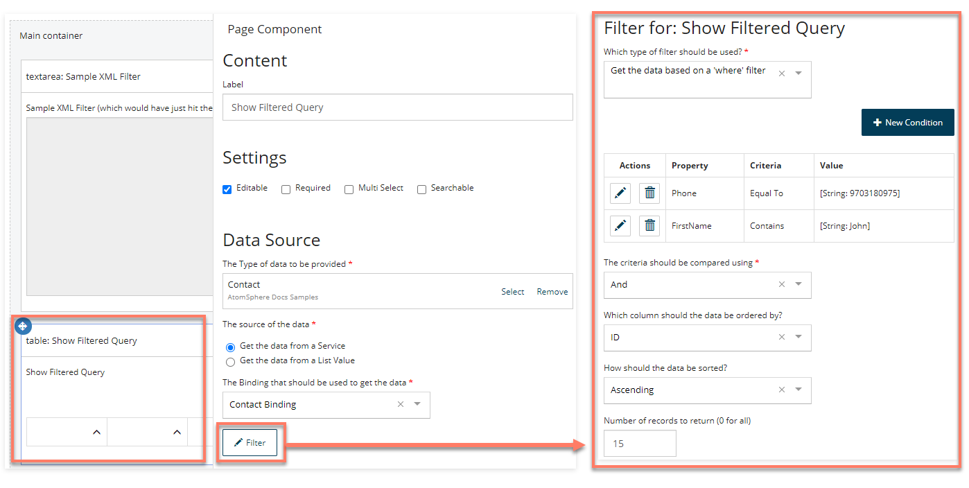 Filter results