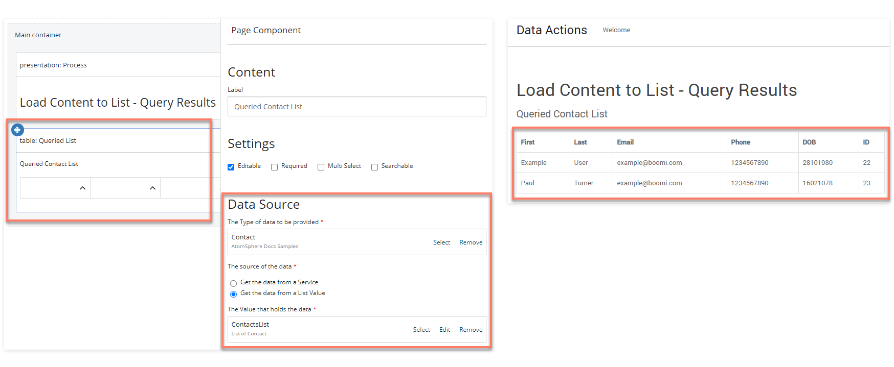 Displaying query results