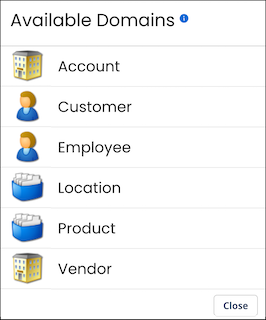 Available Domains dialog
