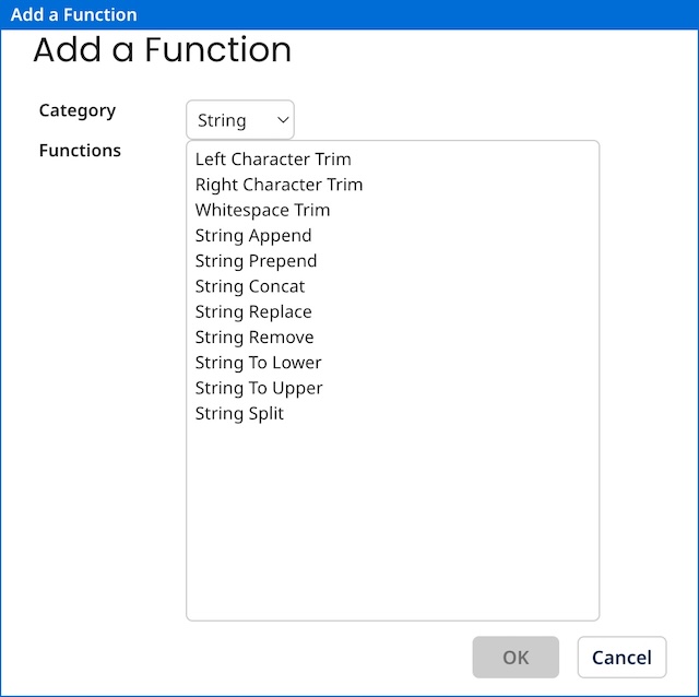 Add a Function dialog