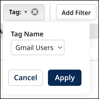 Dialog used to filter active golden records by tag