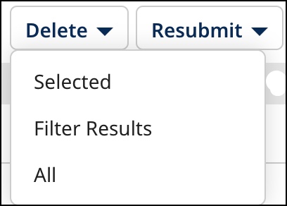 Menu of Delete actions