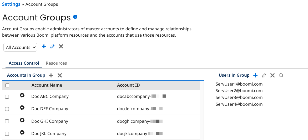 Account Groups example