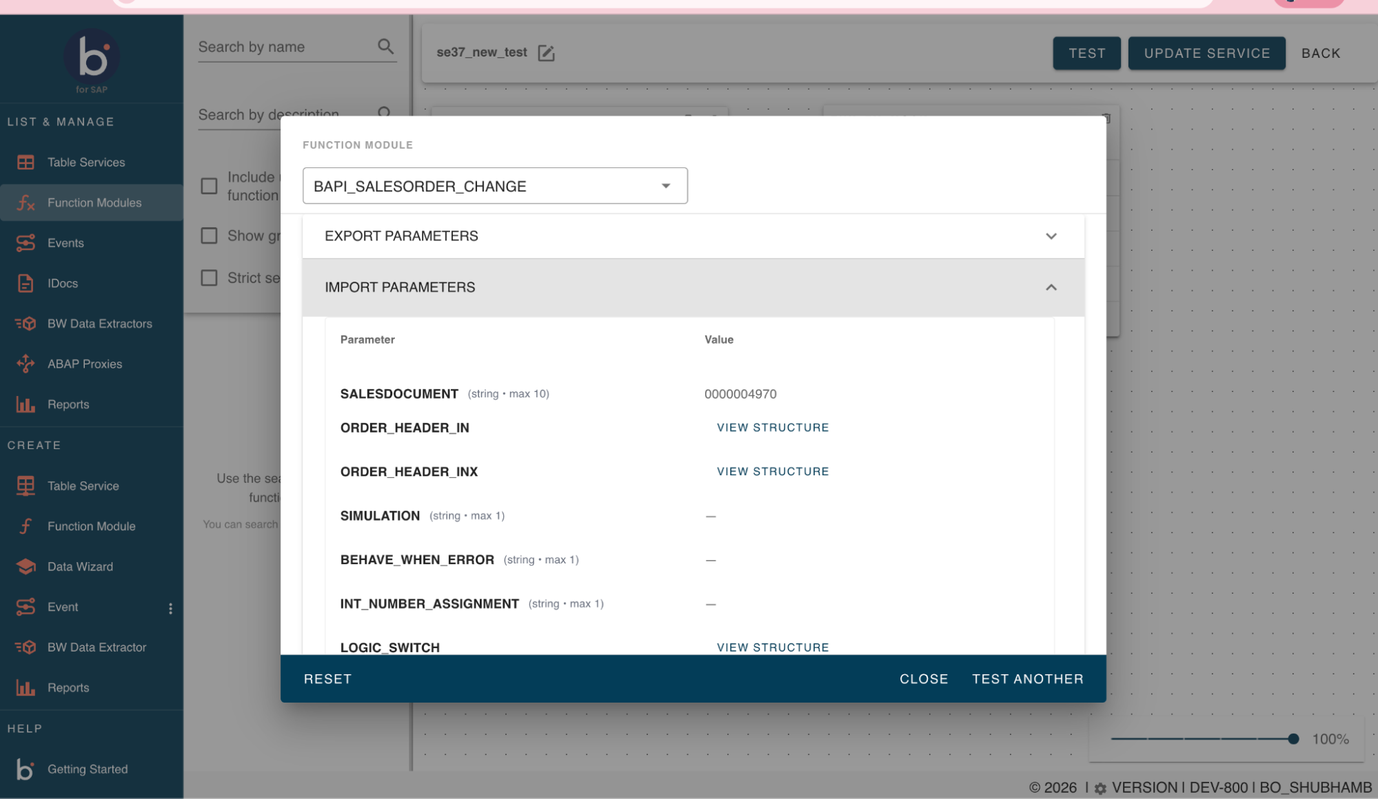 Successful test execution with Export Parameters