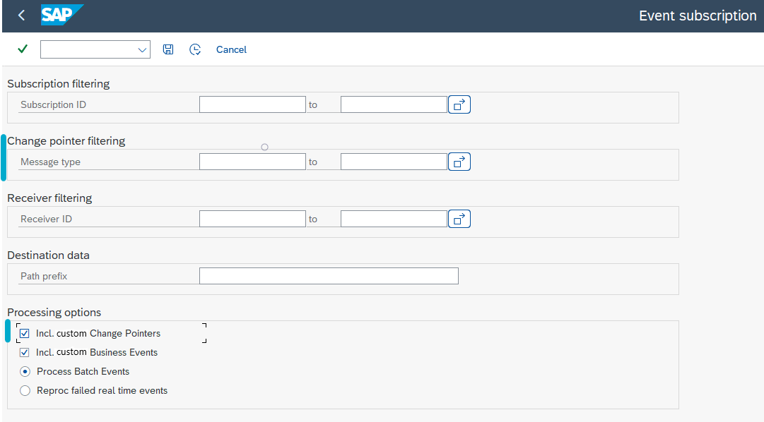 Max events This specifies the maximum number of events for processing.