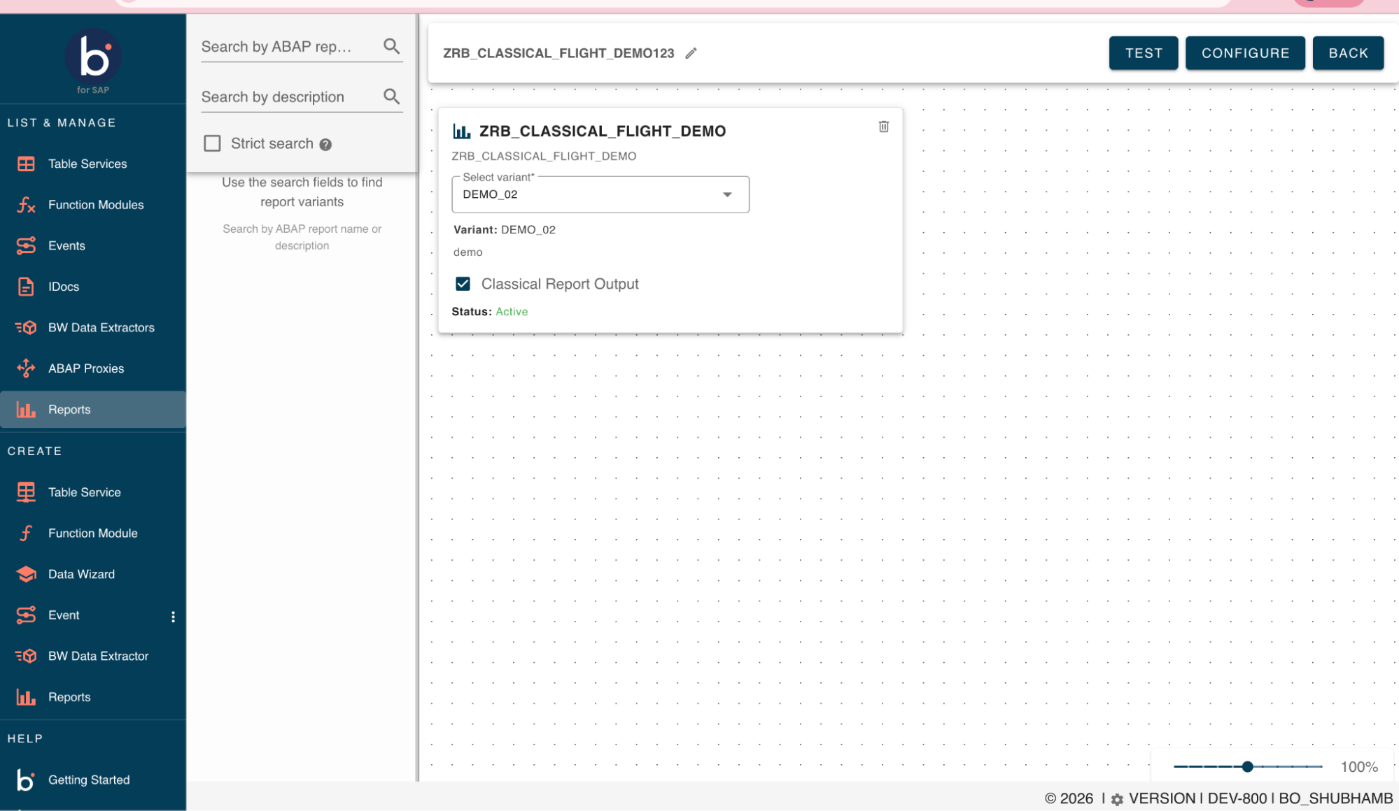 Classical Report Output checkbox selected on the report card