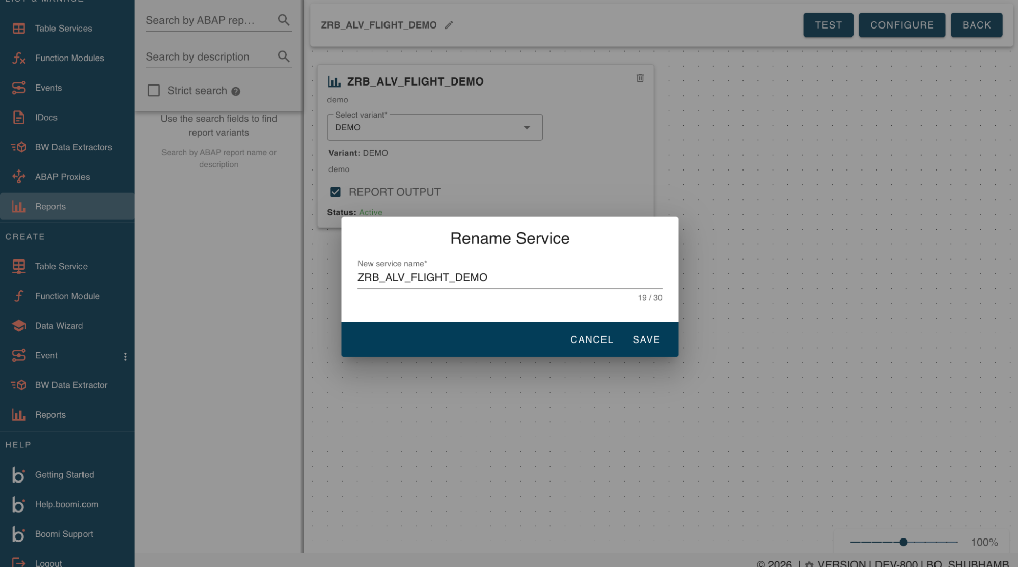 Rename Service dialog
