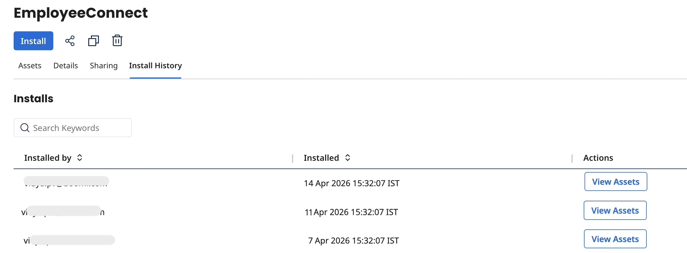 Bundle Install History