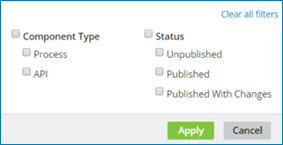 Dialog showing available Library page filters