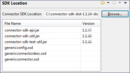 Preference dialog showing the Connector SDK Location field.