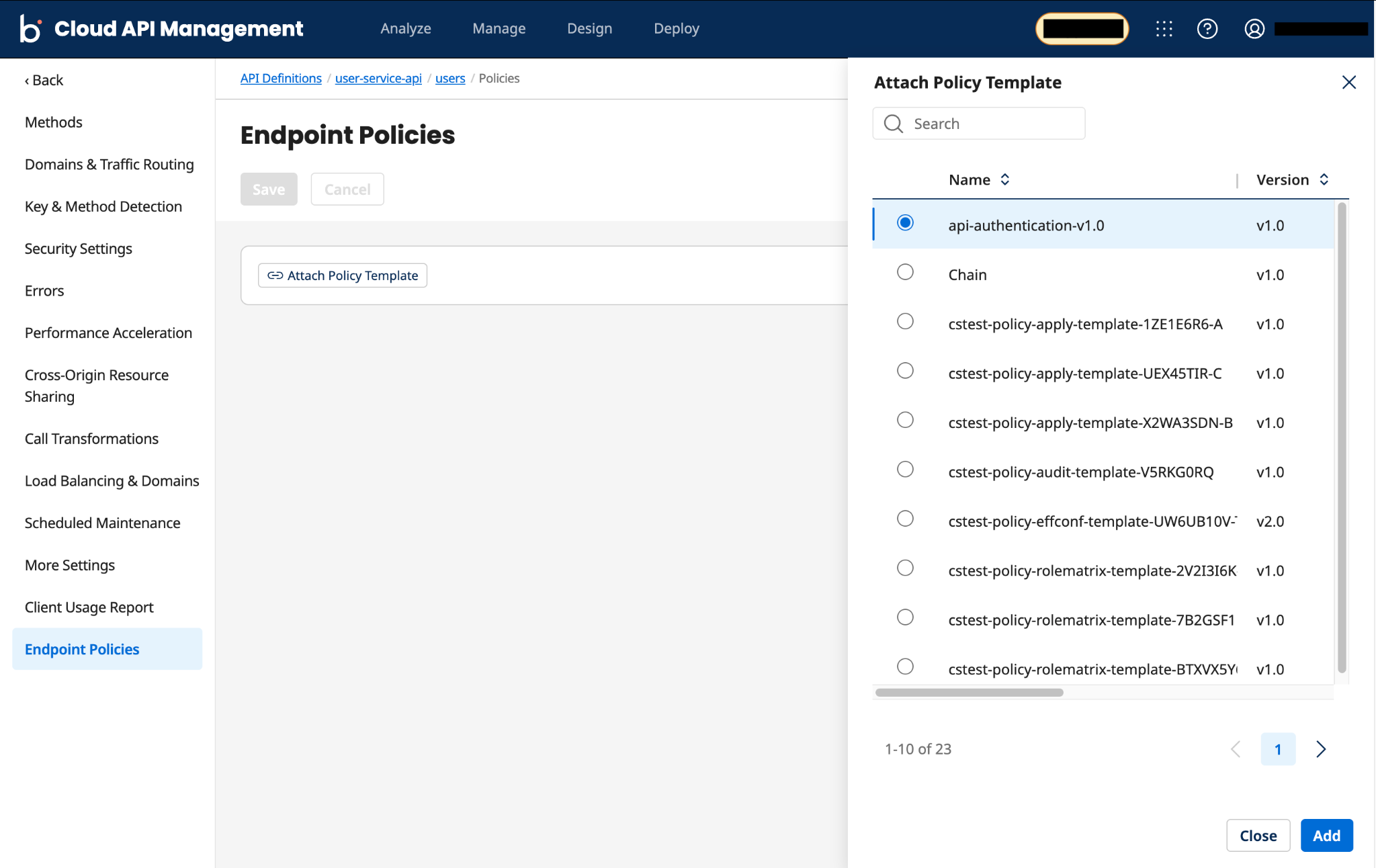 Attach Policy Template